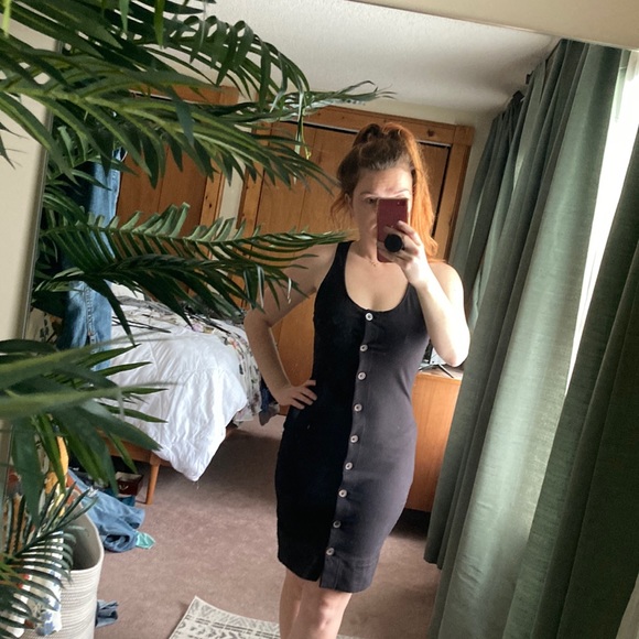 Forever 21 black button up dress - Picture 1 of 4